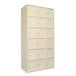 A white Tennsco metal locker with eighteen compartments and three doors.