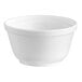 A close-up of a Dart white styrofoam bowl.