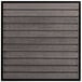 A close-up of a gray synthetic teak wood panel with black lines.