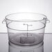 A Carlisle clear plastic container with measurements on it.