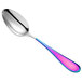 A Reserve by Libbey stainless steel teaspoon with a rainbow colored handle.