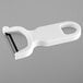 A white Mercer Culinary "Y" vegetable peeler with a white handle.