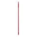 A red plastic Carlisle Sparta broom/squeegee handle with threaded ends.