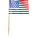 A Royal Paper American flag food pick with a small American flag on a toothpick.