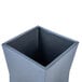 A gunmetal square planter with a black base.