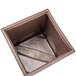 A square brown metal Commercial Zone ModTec planter with a silver inside.