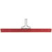 A red rectangular Carlisle floor squeegee with a metal handle.