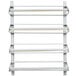 A white metal Bulman wall rack with four horizontal shelves for paper rolls.