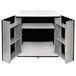 A black and white Vertiflex refreshment stand with two shelves.