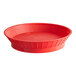 A red plastic diner platter with a base.