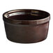 An Acopa Keystone chestnut stoneware ramekin on a table.