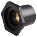 A black metal threaded ring with a gold center.