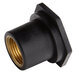 close-up of a black pipe with a gold ring