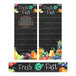 A Cambro Camshelving Flex Station merchandiser with "Fresh & Fast" chalkboard menu graphics featuring fruit.