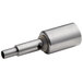 A Narvon stainless steel faucet valve for refrigerated beverage dispensers with a threaded end and a hole.