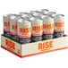 A Rise Brewing Co. Organic Original Black Nitro Cold Brew Coffee can in a cardboard box.