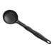 A black plastic Vollrath Spoodle with a long handle.