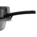 A metal tray with a black Vollrath Spoodle with a black handle.