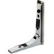A chrome steel Cambro Folding Bracket Kit with holes in the metal.