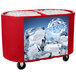 IRP Red Texas Tanker 1060 Portable Insulated Ice Bin / Beverage Cooler / Merchandiser with Two Compartments 256 Qt.