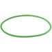 A green rubber belt with oval shapes on a white background.