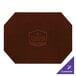 A customizable brown faux leather octagon placemat with text on it.