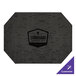 A black octagon placemat with a logo.