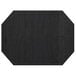 A black hexagon shaped Sherwood Shadow placemat with stitching.