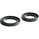 A pair of black rubber rings with a white background.