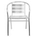 A silver Flash Furniture aluminum restaurant chair.