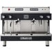 A black and silver Astra M2012 Mega II automatic espresso machine on a counter.