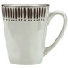 a white mug with black lines on it