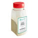 A clear plastic container of Regal Garlic Powder with a white label and a red lid.