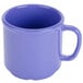 A peacock blue plastic mug with a handle.