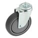 A metal plate caster with a metal wheel.