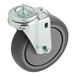 A ServIt swivel plate caster with a metal wheel and metal plate.
