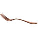 A close-up of a Reserve by Libbey Santa Cruz copper salad fork with a curved handle.