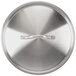 A close-up of a Vollrath stainless steel domed lid with a handle.