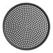 An American Metalcraft hard coat anodized aluminum round pizza screen with holes.