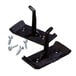 Two black plastic brackets with screws and nuts.