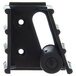 A black plastic Carlisle roller bracket with 2 holes.