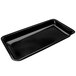 a black rectangular tray with a white background