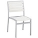 POLYWOOD A100FASWH White Euro Stackable Dining Height Side Chair with Textured Silver Frame