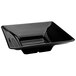 A black square Delfin Pacific Rim melamine bowl on a counter.