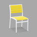 POLYWOOD A100-13LE Lemon Euro Stackable Dining Height Side Chair with Satin White Frame