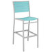 POLYWOOD A102FASAR Aruba Euro Bar Height Side Chair with Textured Silver Frame