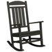 A black POLYWOOD Presidential rocking chair.