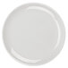A Tuxton Healthcare Eggshell China plate with a white rim.