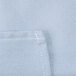 A close up of a light blue Intedge poly/cotton blend fabric square with white stitching.