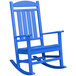 a blue rocking chair with white background